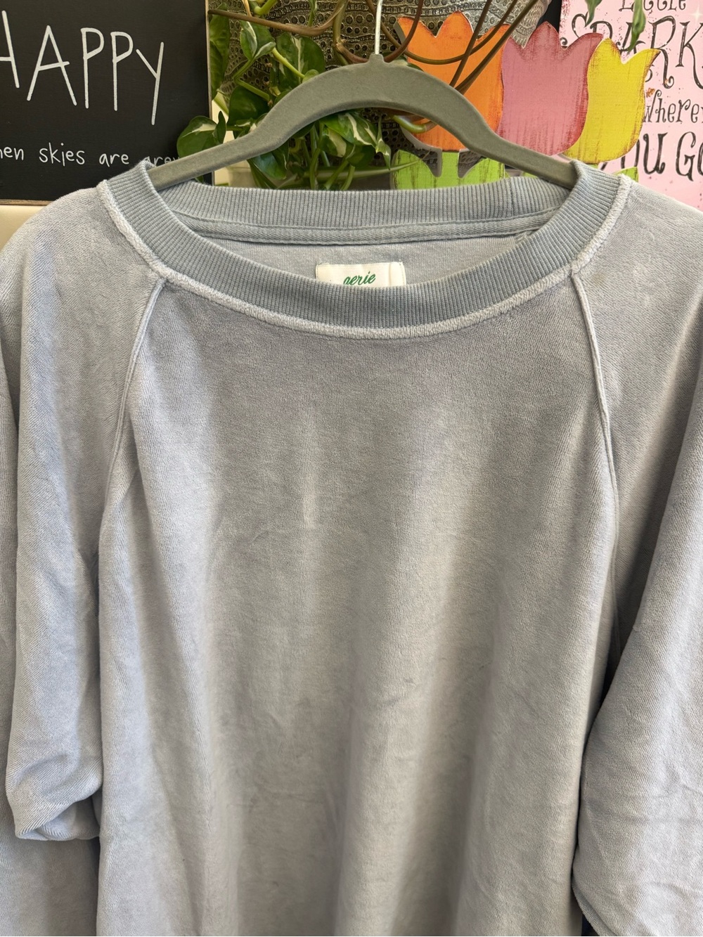 aerie Light Gray-Blue Crewneck Pullover